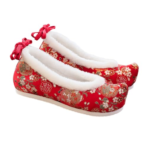 Chaussures plates Hanfu pour femme taille 40 avec broderies chinoises et talon caché