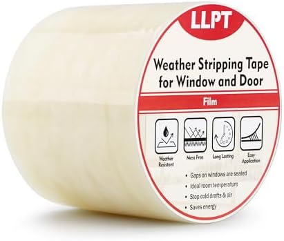 LLPT Transparent Weather Stripping Tape 4” x 108 Ft for Window and Door Ultra High Performance Weather Resistant Tape for Window Draft Insulation No Mess (WWT408)