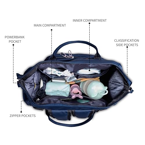 Image of Diaper Bag for Mothers | 30L Waterproof Maternity Bag with Multi Compartments, Insulated Bottle Pockets & Ultra Vegan Leather
