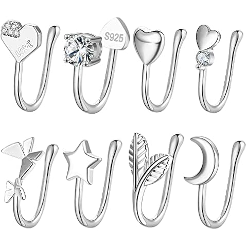 JDXN 8PCS Fake Nose Ring Clip Earrings Cover