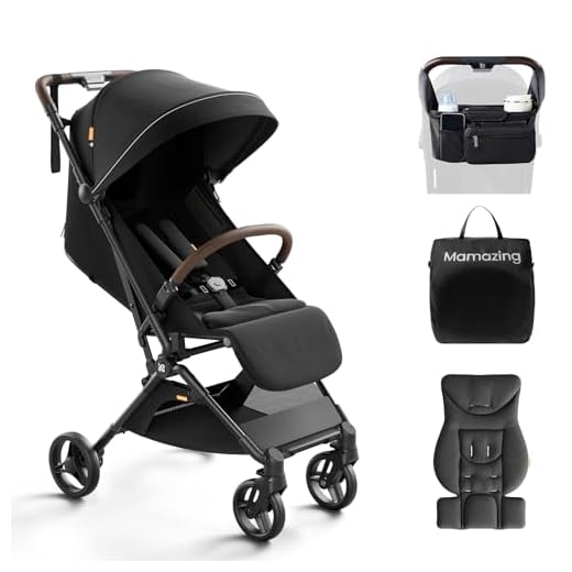 MAMAZING Ultra Air Lightweight Baby Travel Stroller with Carbon Fiber Frame, Compact & Airplane-Friendly, One-Handed Fold, 11.6 lbs, Perfect for Toddlers, Organizer & Cushion Included, Jet