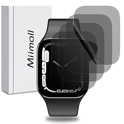 (4 Packs) Miimall Compatible Apple Watch Series 7 41mm Privacy Screen Protector Soft Scratch Resistant Anti-Fingerprints Bubble Free Anti-Spy Anti-Peeping Screen Film for Apple Watch 41mm Series 7