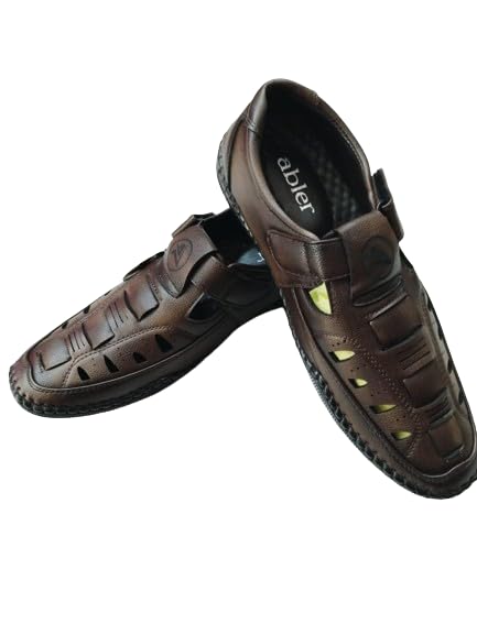Image of adlar | Ajimo Roman 507 (Black, Numeric 6, 7, 8, 9) | Comfort Shoes - Stylish Men's Synthetic Brown Sandals |