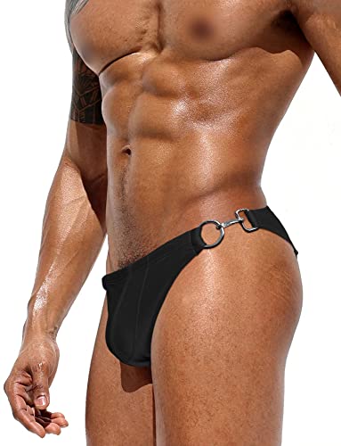 Happy Cherry Mens Sexy Swim Bikini Briefs Shiny Metallic Thong G-String with Hip Coverage4