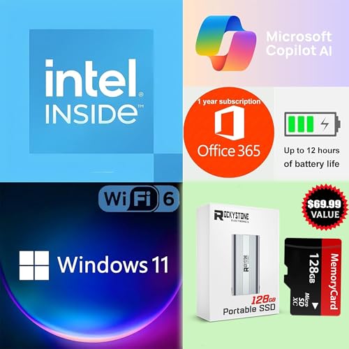 HP Laptop HD fino e leve de 14 polegadas, processador Intel N150 (Beat N4120), 8 GB de RAM, 256 GB de armazenamento (128 GB UFC + 128 GB MicroSD), Office 365 1 ano, Copilot AI, WiFi 6, BT 5.4, HDMI, W