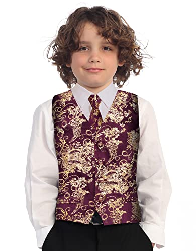Gioberti Kids and Boys 4pc Paisley Vest Set - Vest, Bowtie, Tie, Pocket Square4