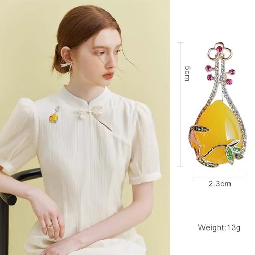 Image of Fashion Cute Crystal Animal Brooch Pins for Women Girls Cat Bird Corsage accessory Pin delicate accessory Party Ceremony (Pipa)