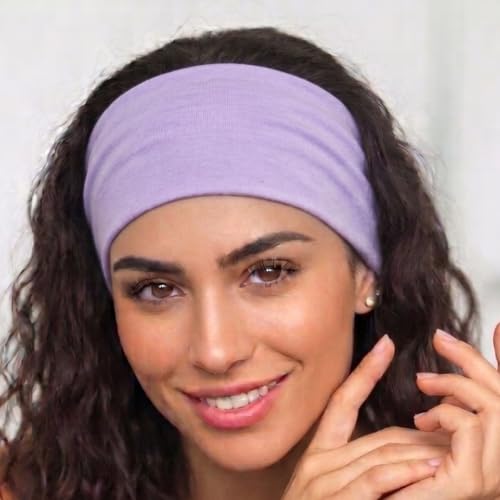 Image of XFYT Wide Sporty Women Hairband| Soft Absorbent Trendy Wide Premium Stretchable Sports Headbands (Moon Lavender)