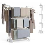 NEWTECK NEWLUX -Tendedero Vertical Plegable XXL Bastion V40 Blanco con Ruedas, 4...