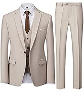UNINUKOO Men Suits Slim Fit 3 Piece 1 Button Wedding Formal Business Tuxedo Suit Jacket Pants Ves...