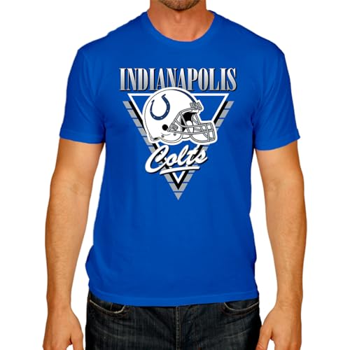 Team Fan Apparel NFL Adult Retro Triangle Unisex T-Shirt, Tag-Less Comfortable Football Apparel, Officially Licensed (Indianapolis Colts - Royal, X-Large)