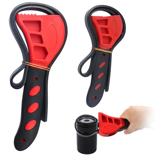 CIYIN Cle Filtre a Huile 2 Pcs, Clé à Sangle Set, Clé de Serrage Raccord Piscine, Clés à Filtre à Huile pour Réparations de Plomberie, Vanne Piscine