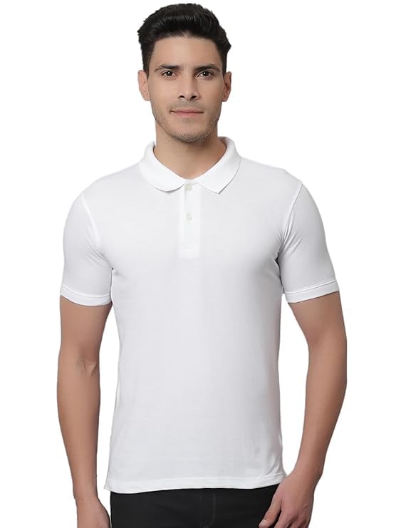 Image of Cantabil T-Shirt for Men l Breathable & Soft with Color Fastness Regular Fit Poly Cotton Fabric Solid Pattern (P CRMTSH0001)