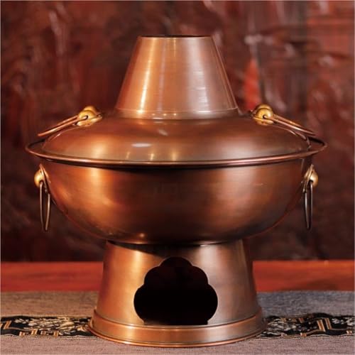 Olla de cobre para shabu shabu tradicional de 30 cm con carbón 6