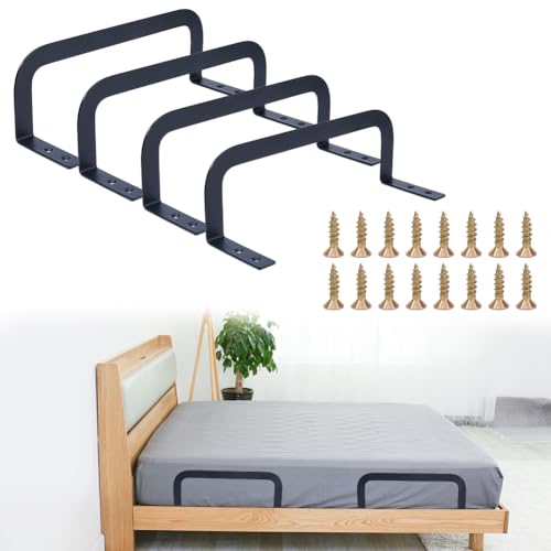 DICOSMETIC 4 soportes para colchones de acero antideslizantes para colchones que mantienen los colchones deslizantes, estabilizador negro para marcos de cama en el dormitorio, 26,5 x 8 x 9 cm
