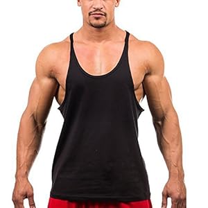 SYMALL Herenvest, katoenmix, effen kleur, sporttops, basic, gym-T-shirt, fitness, krachttraining, basic, zomer, mouwloos overhemd, ronde hals, effen