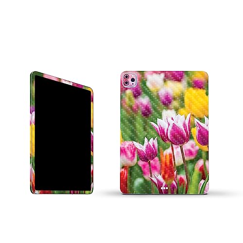 Image of MightySkins Carbon Fiber Skin Compatible with Apple iPad Pro 11 inch M2 4th Gen (2022) Full Wrap Kit - Field of Tulips | Protective, Durable Textured Carbon Fiber Finish | Easy to Apply | Made in The USA