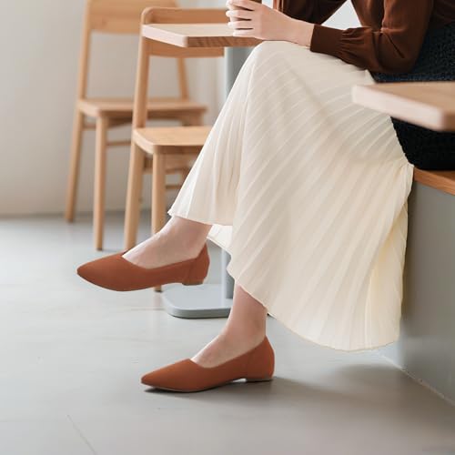 Image of ATHMILE Pointed Toe Flats for Women Comfortable Knit Ballet Flats Shoes | Slip-on Lightweight Dressy Work Shoes Machine Washable Womens Flats for Work Office Business Casual Wedding