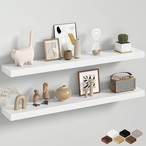 Fun Memories 40 Inch Floating Shelves Wall-Mounted, Rustic Wood S...