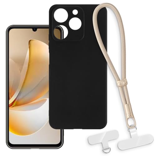 OAGELIM 2-in-1�ی�P�[�X�ƃ��X�g�X�g���b�v OPPO Realme Note 70T 4G �Ƃ̌݊������� ���O���\�ȃ��j���[�h�t���d�b�J�o�[�A����~�ߕ����h�~�O���b�v�n���h�� (�u���b�N + �S�[���h)