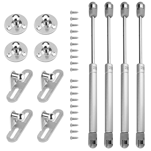 4 Amortiguadores de Gas 200 N, Bisagras Puertas Cocina, Amortiguadores Muebles Cocina, Incluye tornillos de instalación, adecuado para puertas, muebles DIY, armarios, estanterías, etc(270 mm)