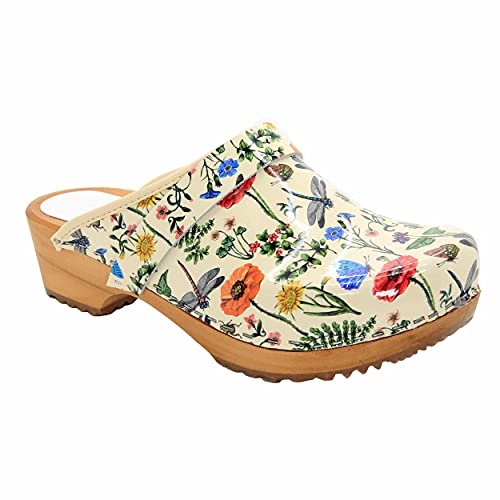 Image of Bjork Maja Wood Open Back Leather Clogs