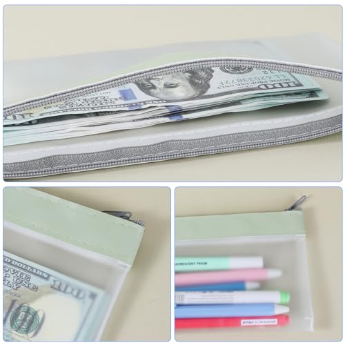 4 Stück Geldtasche Banktasche Zip Beutel Geldtasche Klein Beutel Mit Reißverschluss Transparente Federmäppchen Kosmetiktasche wasserdichte Banktasche Geldbeutel Schreibwaren-Aufbewahrungstasche