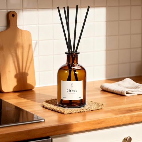 Reed Diffuser Set, 8.12 fl.oz Citrus Scent Oil Diffuser with Sticks, Long-Lasting Home Fragrance Reed Diffuser for Bathroom Shelf Decor, Air Freshener Room Diffuser, 2 Pack - Image 6