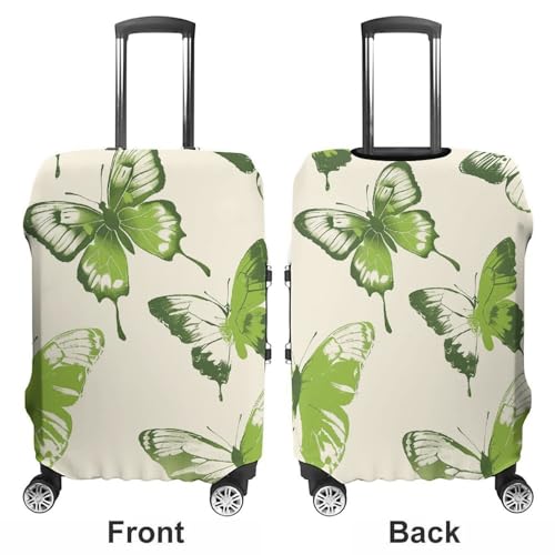 Lime Green Butterfly Luggage Cover Washable Elastic Suitcase Cover, Anti Scratch Personalized Suitcase Protectors, Fashion Baggage Covers For Travel3