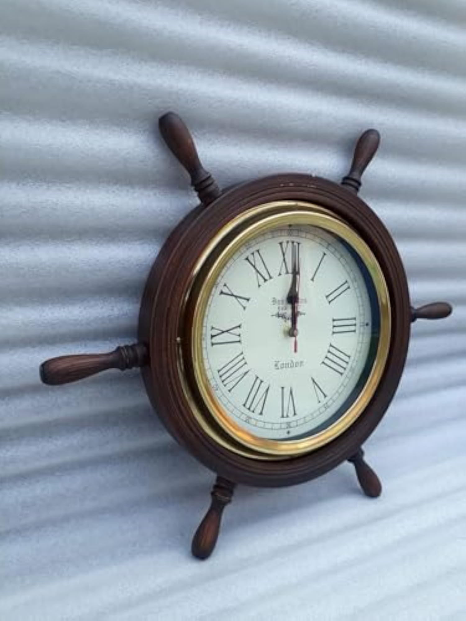 Quality Step Packers Wooden Ship Wheel Clock