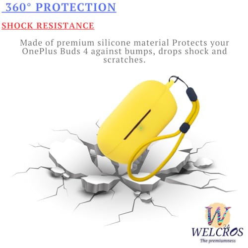 Image of WELCROS Soft Silicone Case Cover for Sony WF-C710N | C710NSA with Lanyard (Yellow)