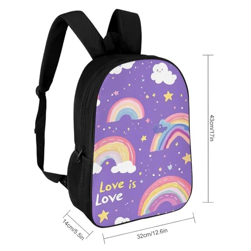 Love Is Love Clouds Rainbows Stars Unisex Backpack 17" Casual Daypacks Simple Shoulders Bag for Camping Hiking Travel Gear2