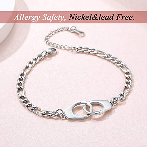 FindChic Handcuff Ankle Bracelets for Women Stainless Steel/18K Gold Plated/Black Infinity Custom Name Ankle Chain Jewelry Gift for Best Friends/Family, with Gift Box3
