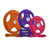 SPART Color Weight Plate 2-Inch Rubber Coated Olympic Grip Plate for Barbell,Solid Cast Iron Weight Plates in Pairs or Single for Strength Training,Weightlifting,Crossfit,Home Gym, 45LB Combo