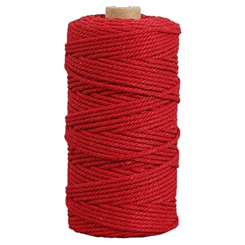 Image of ecofynd 50 Meters Red Colour Cotton Cord, Colour Dori for Wall Hanging Plant Hanging Craft Making, Natural Thread Rope for Handmade Plant Hanger (Cord-RED)