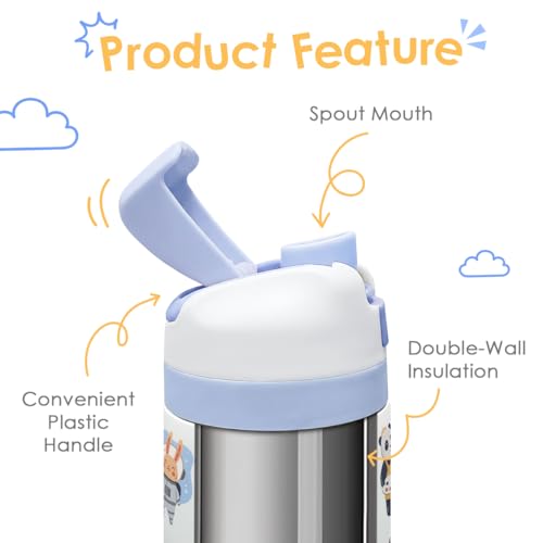 Image of Animals Kids Insulated Stainless Steel Water Bottle 16 Oz, Travel Tumbler for School, Sports for Boys, Birthday, Back To School (Occupational Theme)