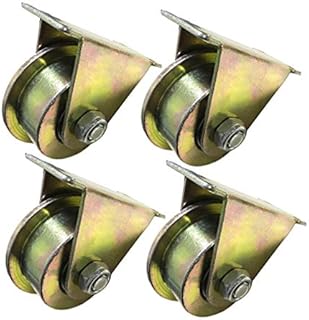 Casters Heavy Duty 3" T Type Sliding Gate Roller T Groove Wheel Track Rail Asliding Doors Square Tube Directional Wheel for Sliding Gate Track 4pcs