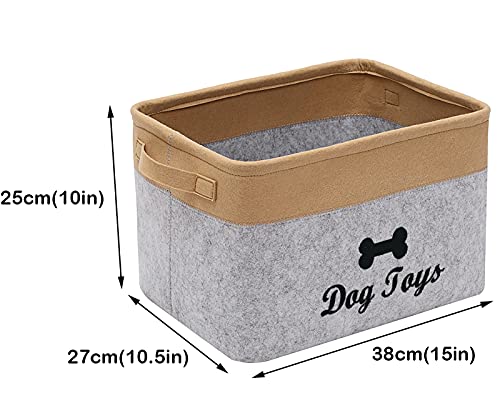 Geyecete Dog Toys Storage Bins-Pet Toy and Accessory Storage Bin, Organizer Storage Basket for Pet Toys,Blankets and Food-Light Gray/Khaki Geyecete Dog Toys Storage Bins-Pet Toy and Accessory Storage Bin, Organizer Storage Basket for Pet Toys,Blankets and Food-Light Gray/Khaki