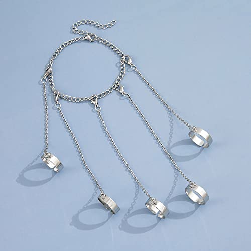 Long Tiantian Chain Finger Rings Bracelet Punk Layered Chain Tassel Bracelet With Finger Ring Finger Claws Arm Cuff Jewelry For Women(Chain Finger Rings Bracelet) #TOP3