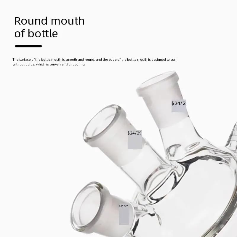 2000mL Three-Hole Jacketed Reaction Bottle - Double Layer Glass Reactor Flask for Laboratory Use