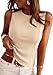 PRETTYGARDEN Sleeveless Tops for Women 2026 Summer Ribbed Tank Top Fitted Shirts Basic Tees Cute Spring Going Out Y2k Clothes (Beige,Small)