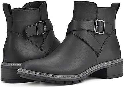 CLIFFS BY WHITE MOUNTAIN Women's Shoes Elie Stacked Heel Ankle Bootie, Black/Fabric, 8 M | Image 1