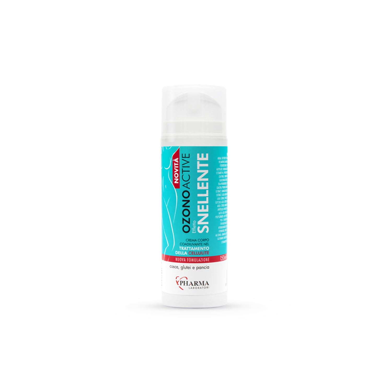 YPHARMA | SNELLENTE OZONO ACTIVE crema anticellulite - 150 ml - crema rassodante, snellente e tonificante - contro smagliature e cellulite, a base di caffeina, vite rossa, olio ozonizzato di girasole