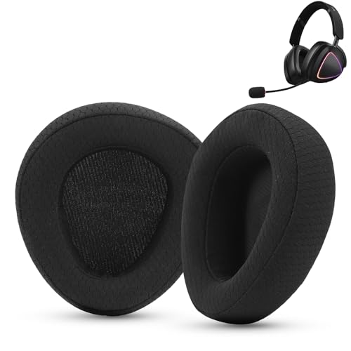 Almohadillas de repuesto compatibles con ASUS ROG Delta II, almohadillas transpirables de malla con espuma viscoelástica (Tela de malla negra) miniatura 1