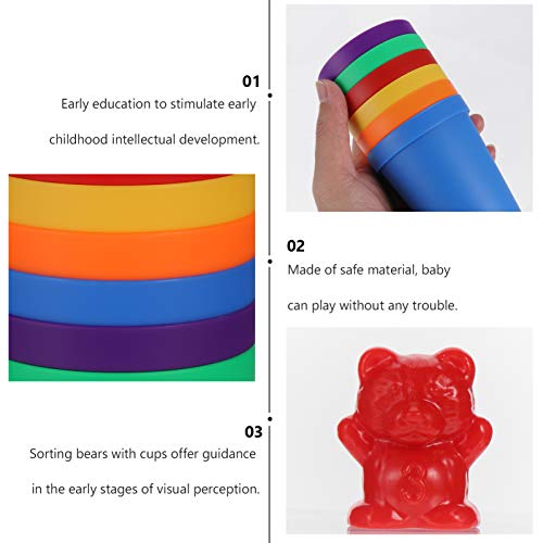 STOBOK 66 PeÃ§as Contando Brinquedos de Urso Contadores de Urso E Copos de ClassificaÃ§Ã£o Combinand