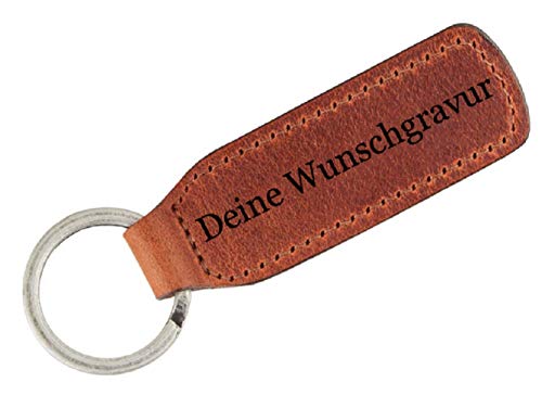 Preisvergleich Produktbild TALED® - Premium Schlüsselanhänger Leder - Eigene persönliche Wunschgravur beidseitig - Schlüsselanhänger Leder Gravur Inklusive Stoffsäckchen als Geschenk - Made in Germany