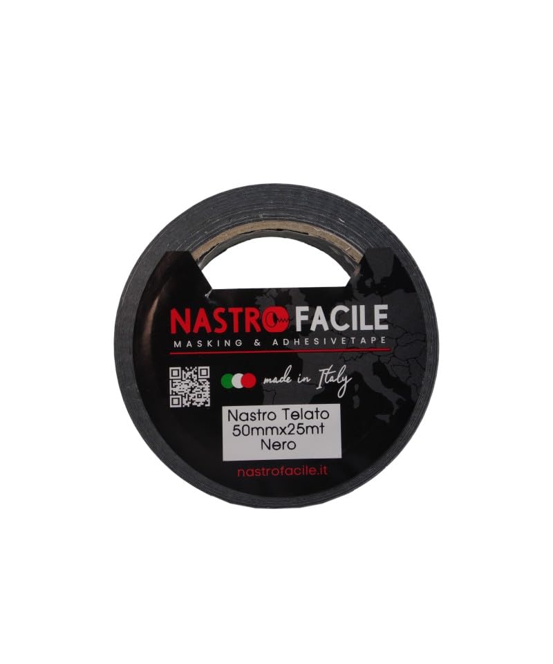 18PCs Telato Nastro Adesivo Telato Nero 50mm x 25mt, Nastro Americano Impermeabile Alta Aderenza, Strappabile a Mano, Multiuso per Casa Auto Riparazioni Fai da Te