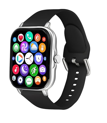Image of H06 Bluetooth Smartwatch for Men & Women | Fitness & Health Tracker with Heart Rate, Blood Oxygen & Sleep Monitor (Grey) (Black)