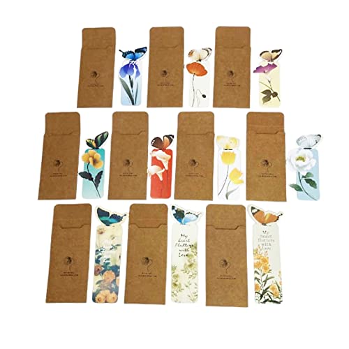 ルナリ しおり 蝶々 ブックマーク ランダム 10枚 セット メッセージ カード 封筒付き 立体 3D メモ 花 フラワー