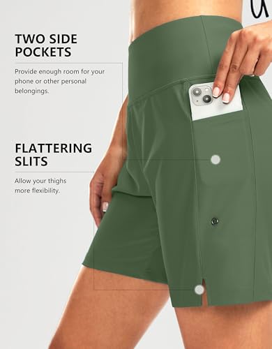 Image of G Gradual Women's 7 inch Long Swim Board Shorts High Waisted Quick Dry Beach Swimming Shorts for Women with Liner Pockets